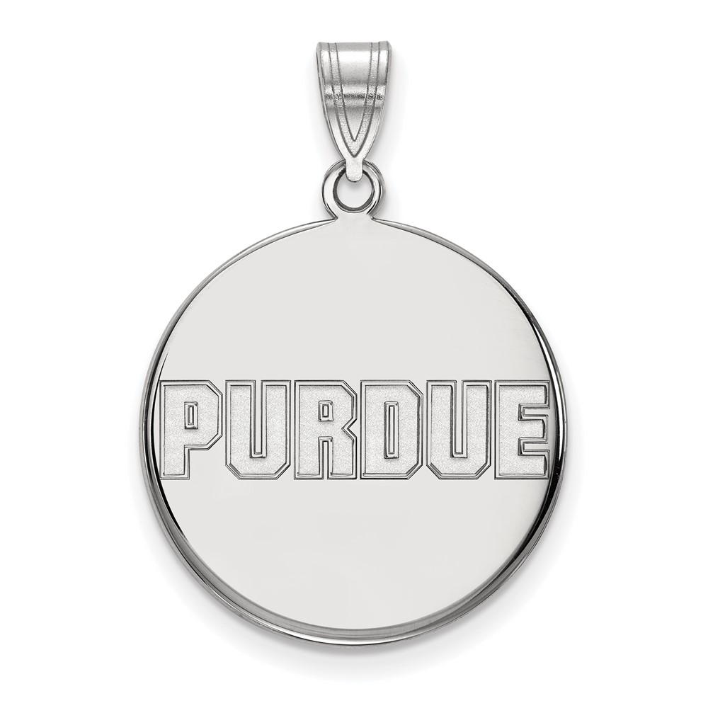 Sterling Silver Rhodium-plated LogoArt Purdue University Block Type Large Disc Pendant
