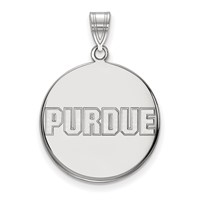 Sterling Silver Rhodium-plated LogoArt Purdue University Block Type Large Disc Pendant view 1