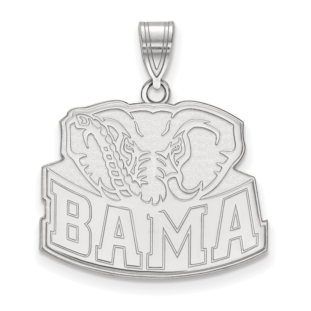 Sterling Silver Rhodium-plated LogoArt University of Alabama Elephant Large Pendant