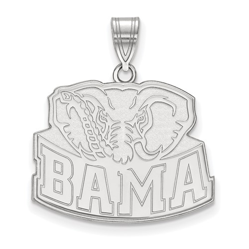 Sterling Silver Rhodium-plated LogoArt University of Alabama Elephant Large Pendant