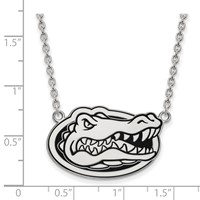 Sterling Silver Rhodium-plated LogoArt University of Florida Gator Large Enameled Pendant Necklace, 18" view 2