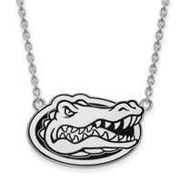 Sterling Silver Rhodium-plated LogoArt University of Florida Gator Large Enameled Pendant Necklace, 18" view 1