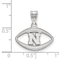 Sterling Silver Rhodium-plated LogoArt University of Nebraska Letter N Football Pendant view 2