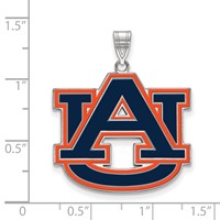Sterling Silver Rhodium-plated LogoArt Auburn University A-u Extra Large Enameled Pendant view 2