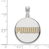 Sterling Silver Rhodium-plated LogoArt Purdue University Block Type Large Enameled Disc Pendant view 2