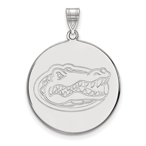 Sterling Silver Rhodium-plated LogoArt University of Florida Gator Extra Large Disc Pendant