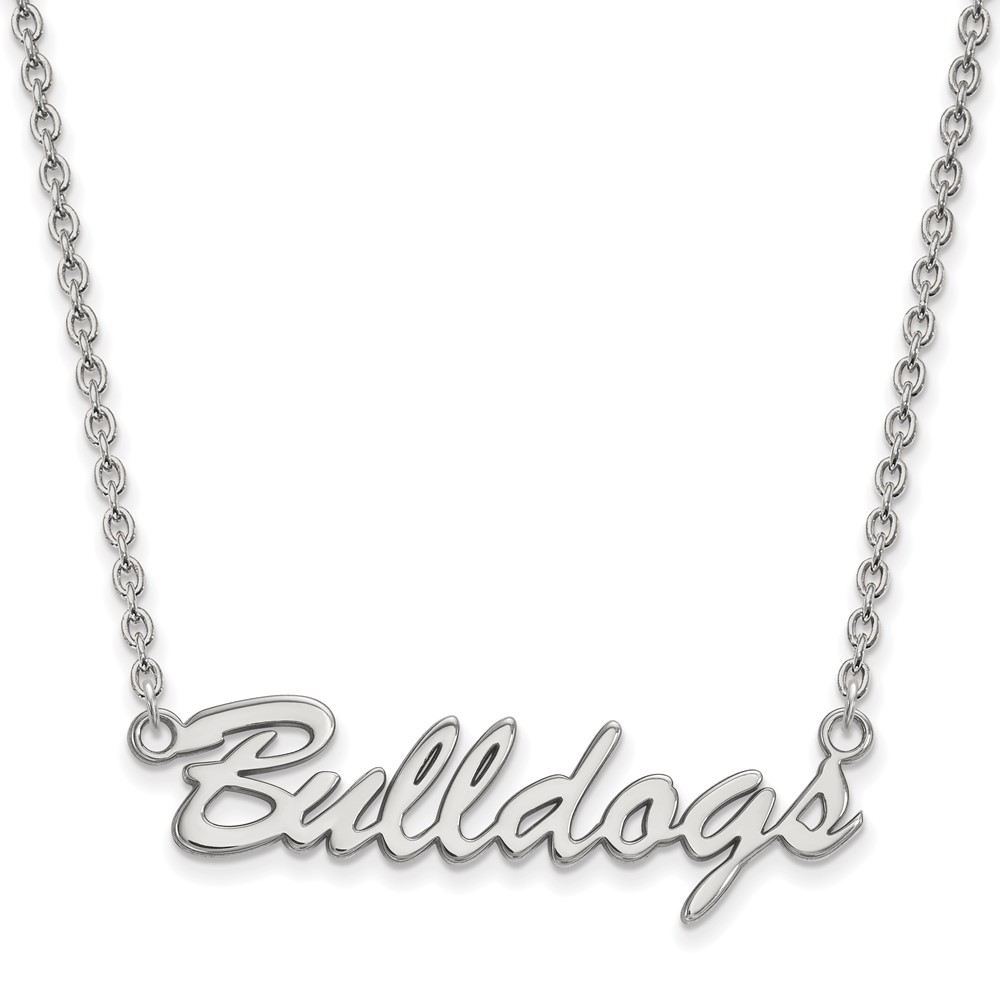 Sterling Silver Rhodium-plated LogoArt University of Georgia Bulldogs Script Pendant Necklace, 18"