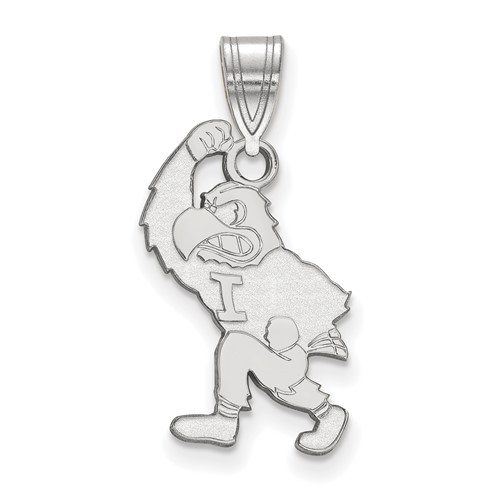 Sterling Silver Rhodium-plated LogoArt University of Iowa Hawk Mascot Large Pendant