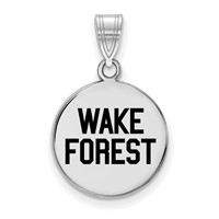 Sterling Silver Rhodium-plated LogoArt Wake Forest University W-f Deacon Medium Enameled Disc Pendant view 1