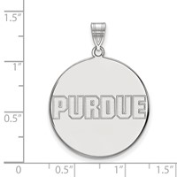 Sterling Silver Rhodium-plated LogoArt Purdue University Block Type Extra Large Disc Pendant view 2