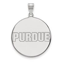 Sterling Silver Rhodium-plated LogoArt Purdue University Block Type Extra Large Disc Pendant view 1
