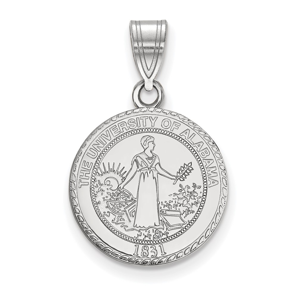 Sterling Silver Rhodium-plated LogoArt University of Alabama Medium Crest Pendant