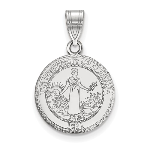 Sterling Silver Rhodium-plated LogoArt University of Alabama Medium Crest Pendant