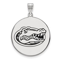 Sterling Silver Rhodium-plated LogoArt University of Florida Gator Extra Large Enameled Disc Pendant view 1