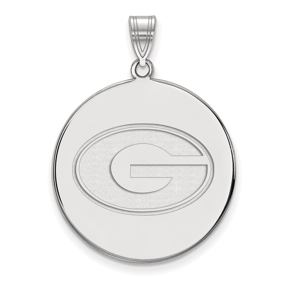 Sterling Silver Rhodium-plated LogoArt University of Georgia Letter G Extra Large Disc Pendant