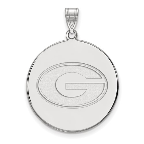 Sterling Silver Rhodium-plated LogoArt University of Georgia Letter G Extra Large Disc Pendant