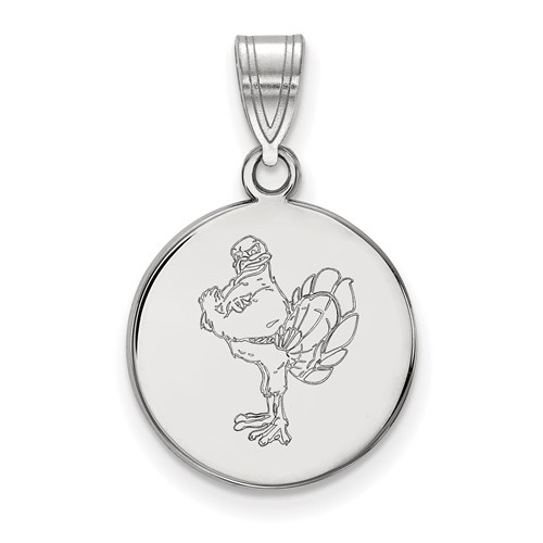 Sterling Silver Rhodium-plated LogoArt Virginia Tech HokieBird Medium Disc Pendant