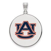 Sterling Silver Rhodium-plated LogoArt Auburn University Extra Large Enameled Disc Pendant view 1