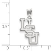 Sterling Silver Rhodium-plated LogoArt Louisiana State University L-s-u Small Pendant view 2
