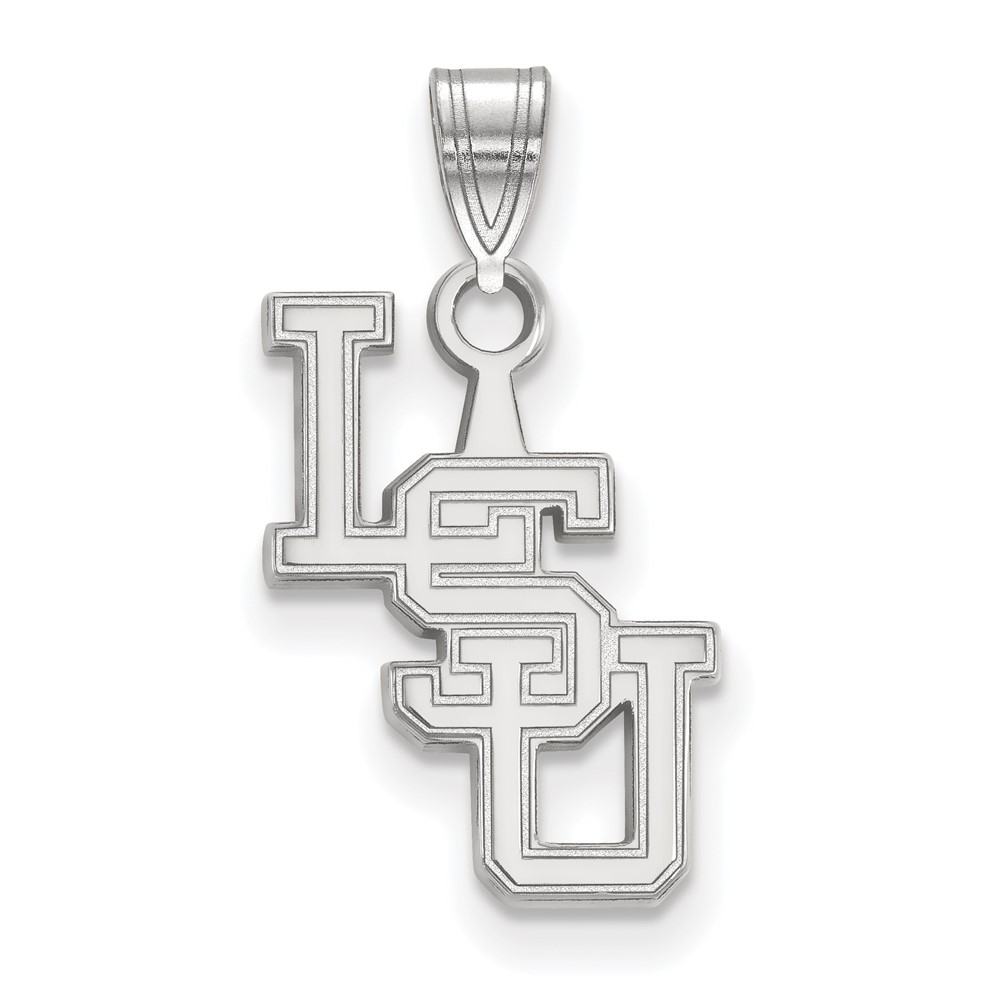 Sterling Silver Rhodium-plated LogoArt Louisiana State University L-s-u Small Pendant