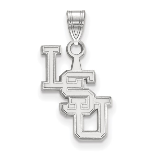 Sterling Silver Rhodium-plated LogoArt Louisiana State University L-s-u Small Pendant