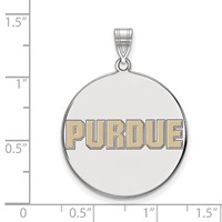 Sterling Silver Rhodium-plated LogoArt Purdue University Block Type Extra Large Enameled Disc Pendant view 2