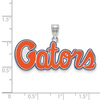 Sterling Silver Rhodium-plated LogoArt University of Florida Gators Script Medium Enameled Pendant view 2