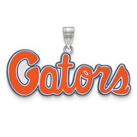 Sterling Silver Rhodium-plated LogoArt University of Florida Gators Script Medium Enameled Pendant view 1