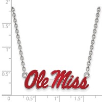 Sterling Silver Rhodium-plated LogoArt University of Mississippi Ole Miss Large Enameled Pendant Necklace, 18" view 2