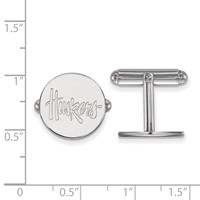 Sterling Silver Rhodium-plated LogoArt University of Nebraska Huskers Cuff Links view 2