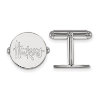Sterling Silver Rhodium-plated LogoArt University of Nebraska Huskers Cuff Links view 1
