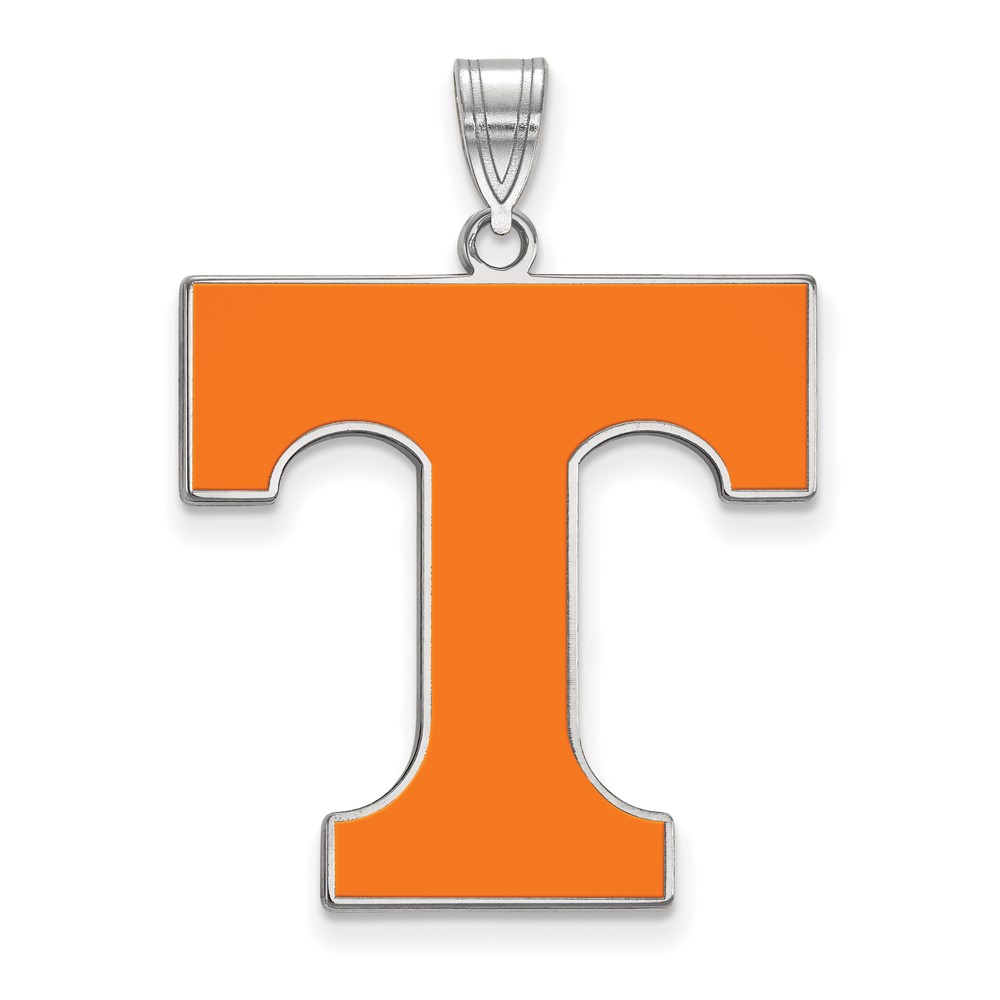 Sterling Silver Rhodium-plated LogoArt University of Tennessee Letter T Extra Large Enameled Pendant