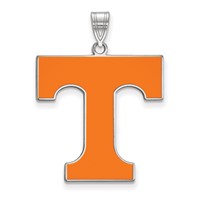 Sterling Silver Rhodium-plated LogoArt University of Tennessee Letter T Extra Large Enameled Pendant view 1