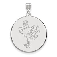 Sterling Silver Rhodium-plated LogoArt Virginia Tech HokieBird Extra Large Disc Pendant view 1