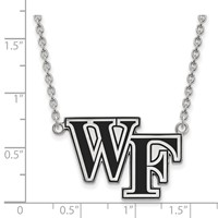Sterling Silver Rhodium-plated LogoArt Wake Forest University W-f Large Enameled Pendant Necklace, 18" view 2