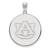 Sterling Silver Rhodium-plated LogoArt Auburn University Extra Large Disc Pendant view 1