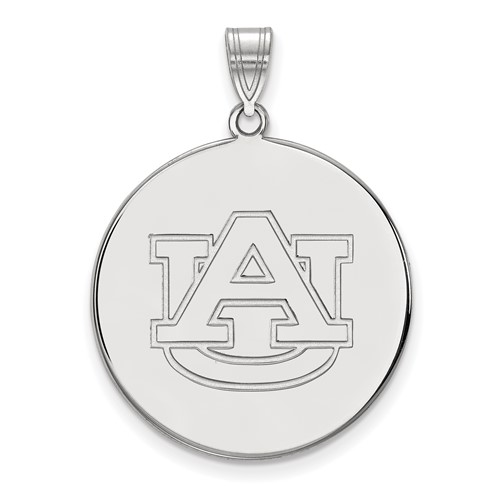 Sterling Silver Rhodium-plated LogoArt Auburn University Extra Large Disc Pendant