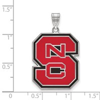 Sterling Silver Rhodium-plated LogoArt North Carolina State University N-c-s Extra Large Enameled Pendant view 2