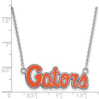 Sterling Silver Rhodium-plated LogoArt University of Florida Gators Script Small Enameled Pendant Necklace, 18" view 2