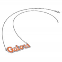 Sterling Silver Rhodium-plated LogoArt University of Florida Gators Script Small Enameled Pendant Necklace, 18" view 3