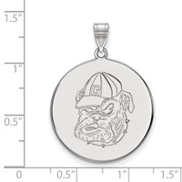 Sterling Silver Rhodium-plated LogoArt University of Georgia Bulldog Extra Large Disc Pendant view 2