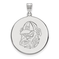 Sterling Silver Rhodium-plated LogoArt University of Georgia Bulldog Extra Large Disc Pendant view 1