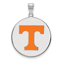 Sterling Silver Rhodium-plated LogoArt University of Tennessee Letter T Extra Large Enameled Disc Pendant view 1