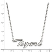Sterling Silver Rhodium-plated LogoArt Louisiana State University Tigers Script Medium Pendant Necklace, 18" view 2