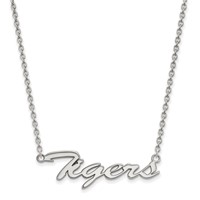 Sterling Silver Rhodium-plated LogoArt Louisiana State University Tigers Script Medium Pendant Necklace, 18" view 1