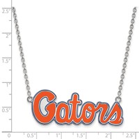 Sterling Silver Rhodium-plated LogoArt University of Florida Gators Script Large Enameled Pendant Necklace, 18" view 2