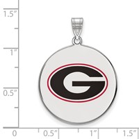 Sterling Silver Rhodium-plated LogoArt University of Georgia Letter G Extra Large Enameled Disc Pendant view 2