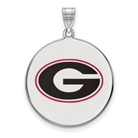 Sterling Silver Rhodium-plated LogoArt University of Georgia Letter G Extra Large Enameled Disc Pendant view 1