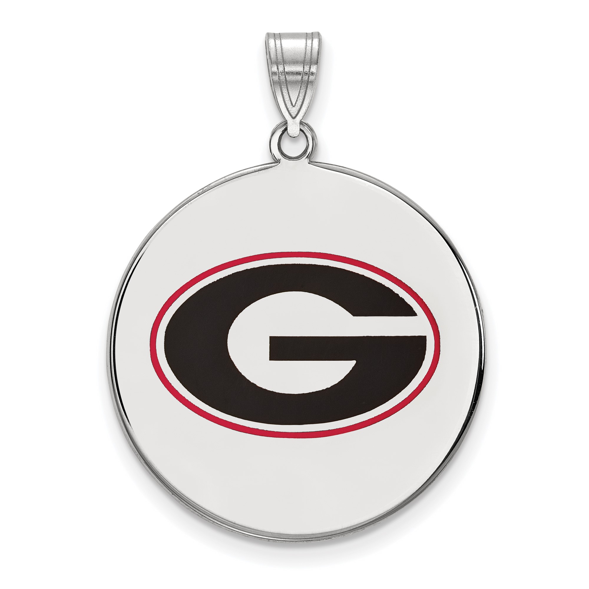 Georgia Bulldogs Letter G Extra Large Enameled Disc Pendant Sterling Silver/Gold