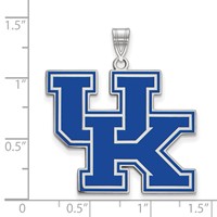 Sterling Silver Rhodium-plated LogoArt University of Kentucky U-k Extra Large Enameled Pendant view 2